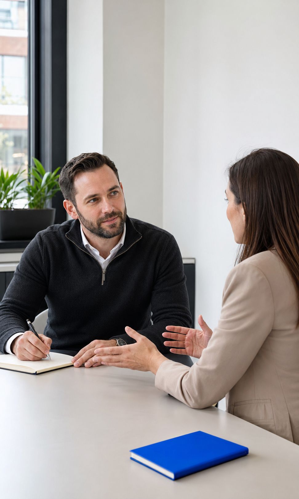 Un courtier à l'écoute des besoins d'un client potentiel